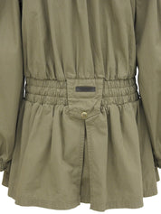 ロゴ刺繍モッズコート カーキ