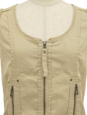 ニットコンビジップアップフレンチスリーブトップス ベージュ