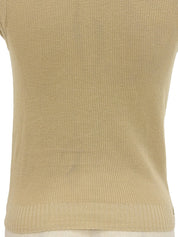 ニットコンビジップアップフレンチスリーブトップス ベージュ