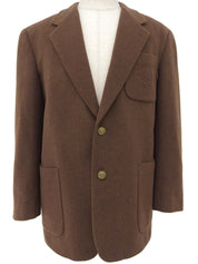 Emblem logo embroidered tailored jacket in brown