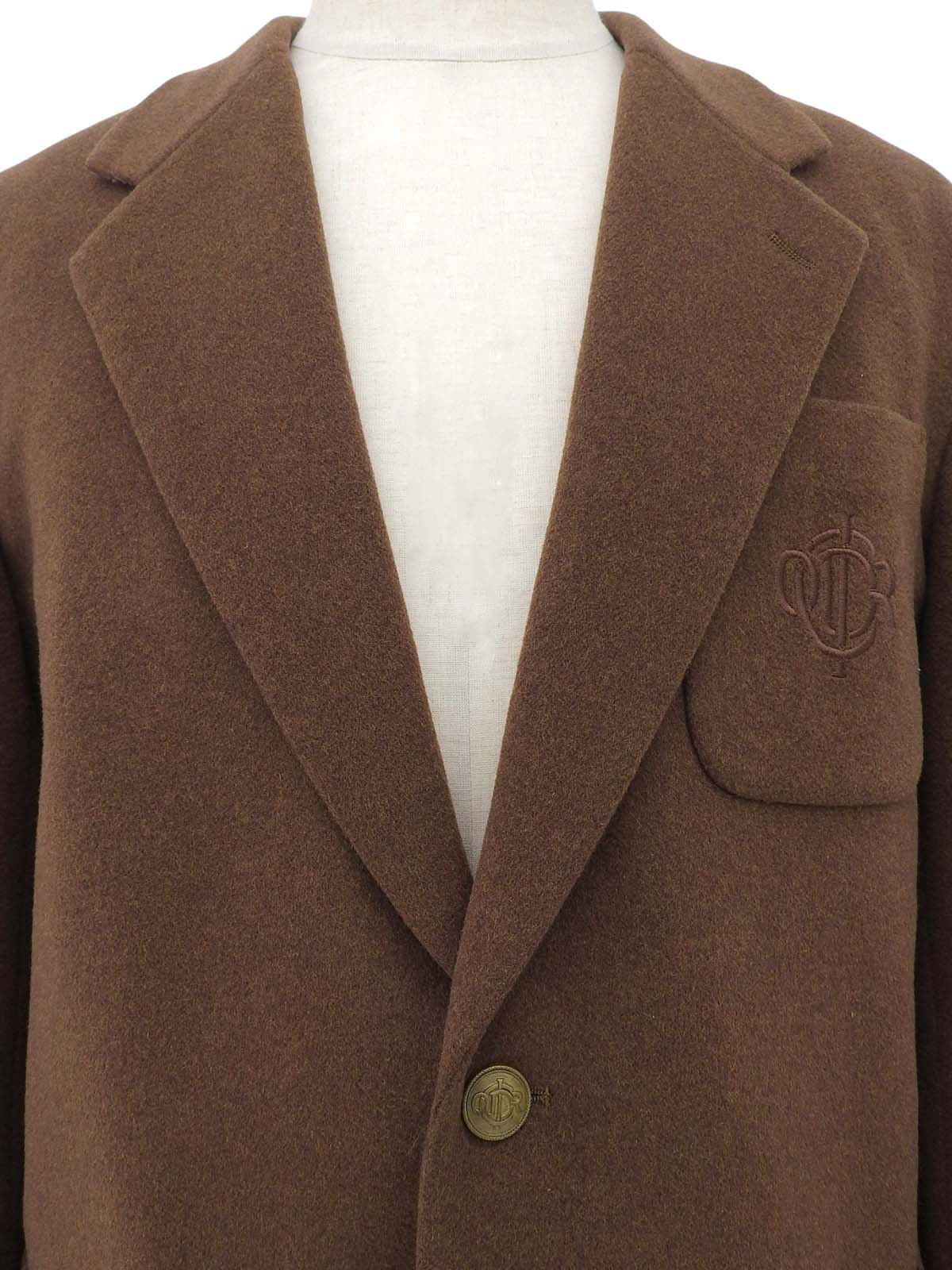 Emblem logo embroidered tailored jacket in brown