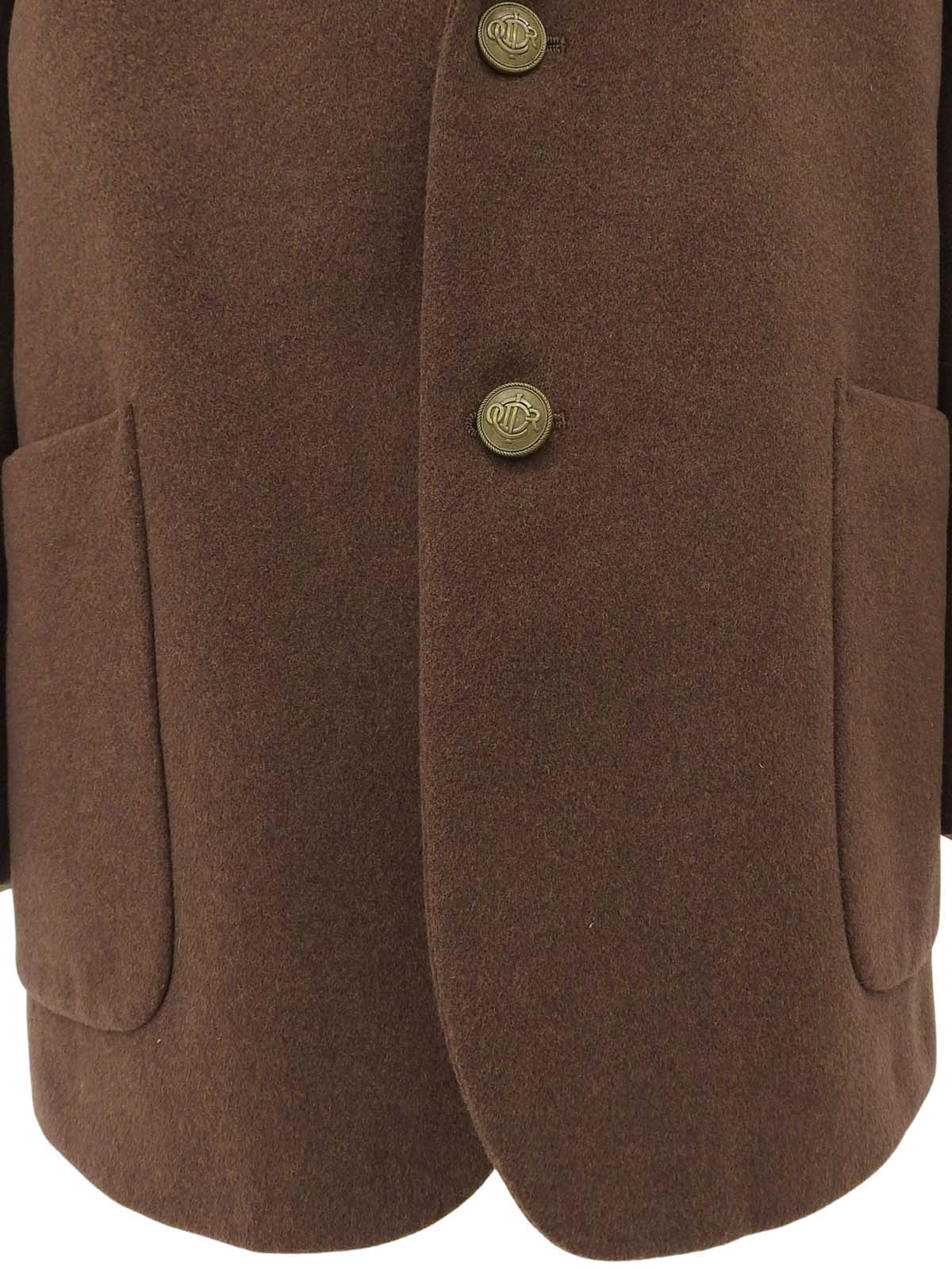 Emblem logo embroidered tailored jacket in brown