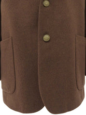 Emblem logo embroidered tailored jacket in brown