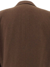 Emblem logo embroidered tailored jacket in brown