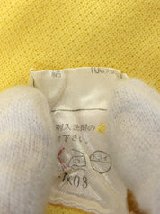 ロゴ刺繍ジップアップ半袖ポロシャツ イエロー