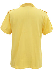 ロゴ刺繍ジップアップ半袖ポロシャツ イエロー