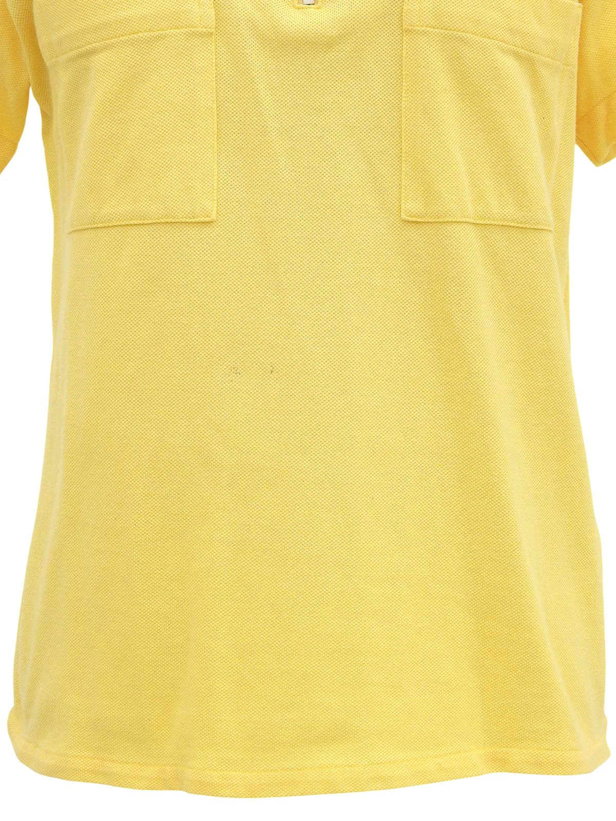 ロゴ刺繍ジップアップ半袖ポロシャツ イエロー