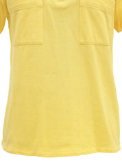 ロゴ刺繍ジップアップ半袖ポロシャツ イエロー