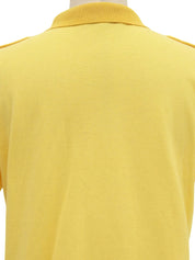 ロゴ刺繍ジップアップ半袖ポロシャツ イエロー