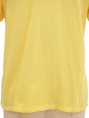 ロゴ刺繍ジップアップ半袖ポロシャツ イエロー