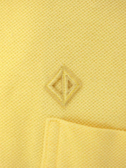 ロゴ刺繍ジップアップ半袖ポロシャツ イエロー