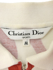 デザインパターンロゴジップアップノースリーブトップス レッド/ホワイト