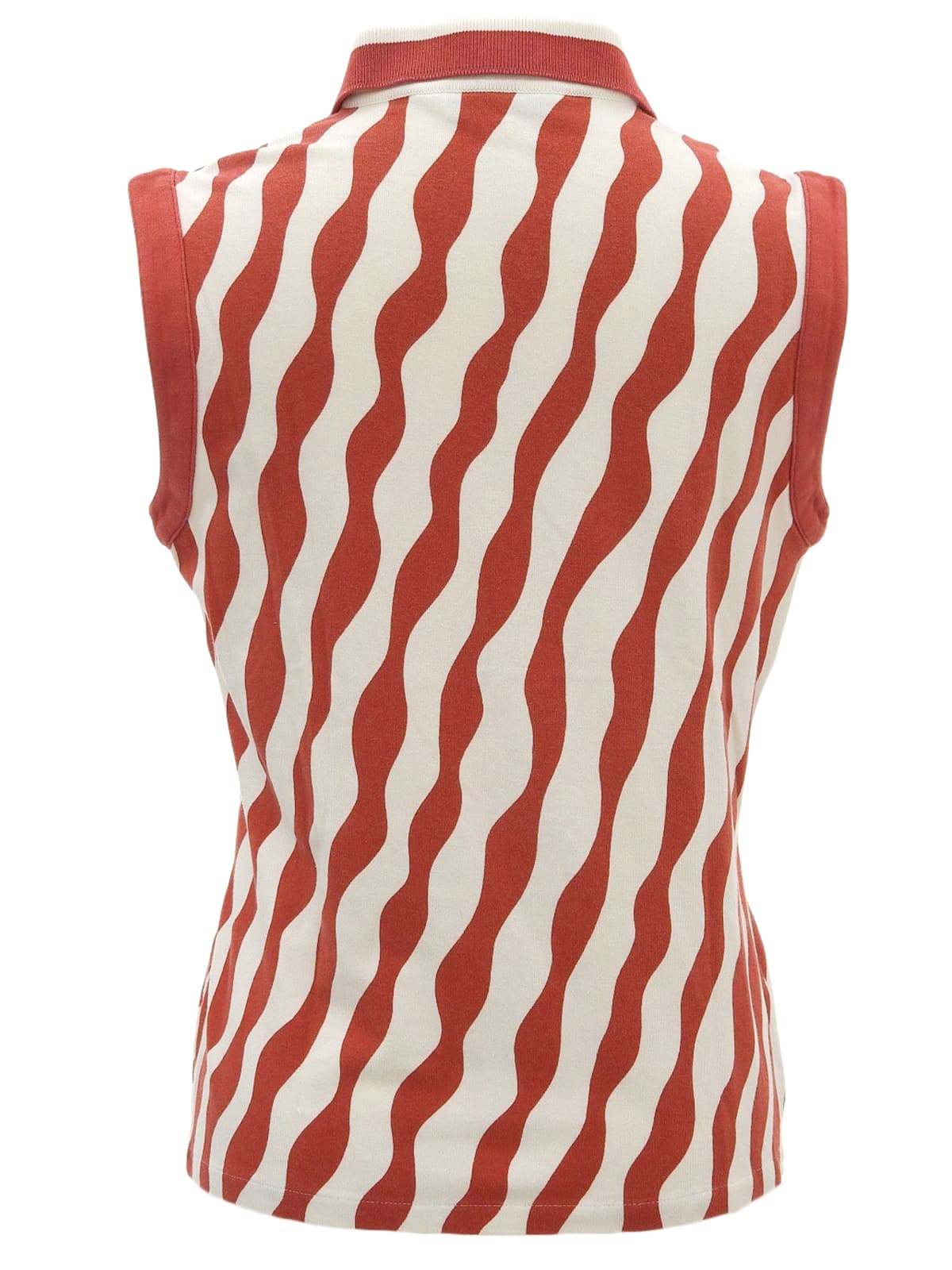 デザインパターンロゴジップアップノースリーブトップス レッド/ホワイト