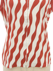 デザインパターンロゴジップアップノースリーブトップス レッド/ホワイト