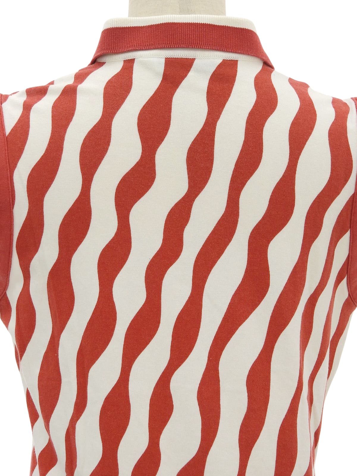 デザインパターンロゴジップアップノースリーブトップス レッド/ホワイト