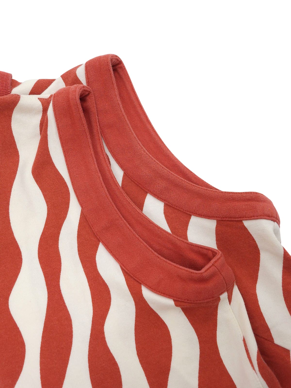 デザインパターンロゴジップアップノースリーブトップス レッド/ホワイト