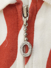 デザインパターンロゴジップアップノースリーブトップス レッド/ホワイト