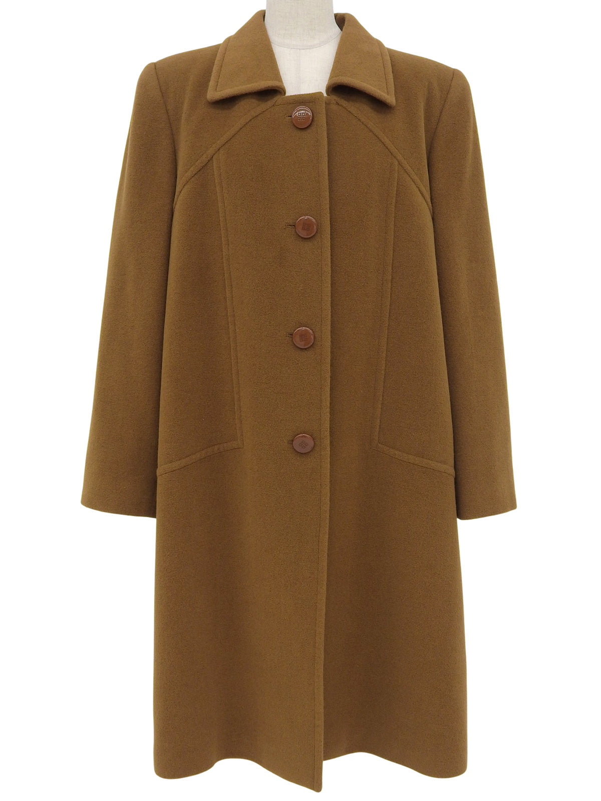 アンゴラウールコンビロゴボタンステンカラーコート キャメル