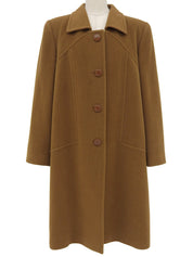 アンゴラウールコンビロゴボタンステンカラーコート キャメル