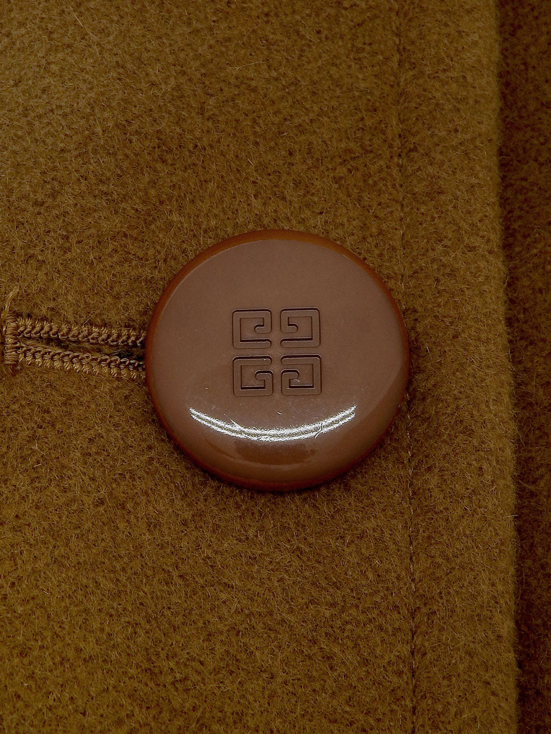 アンゴラウールコンビロゴボタンステンカラーコート キャメル