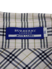 チェックパターンロゴ刺繍七分袖シャツ ピンク/マルチ