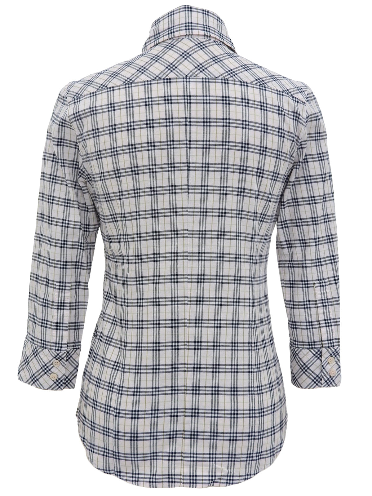 チェックパターンロゴ刺繍七分袖シャツ ピンク/マルチ