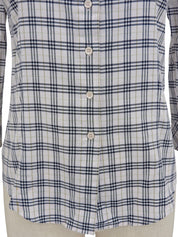 チェックパターンロゴ刺繍七分袖シャツ ピンク/マルチ