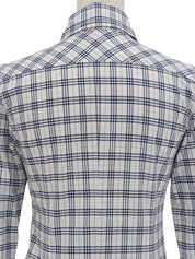 チェックパターンロゴ刺繍七分袖シャツ ピンク/マルチ