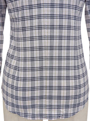 チェックパターンロゴ刺繍七分袖シャツ ピンク/マルチ