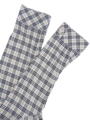 チェックパターンロゴ刺繍七分袖シャツ ピンク/マルチ