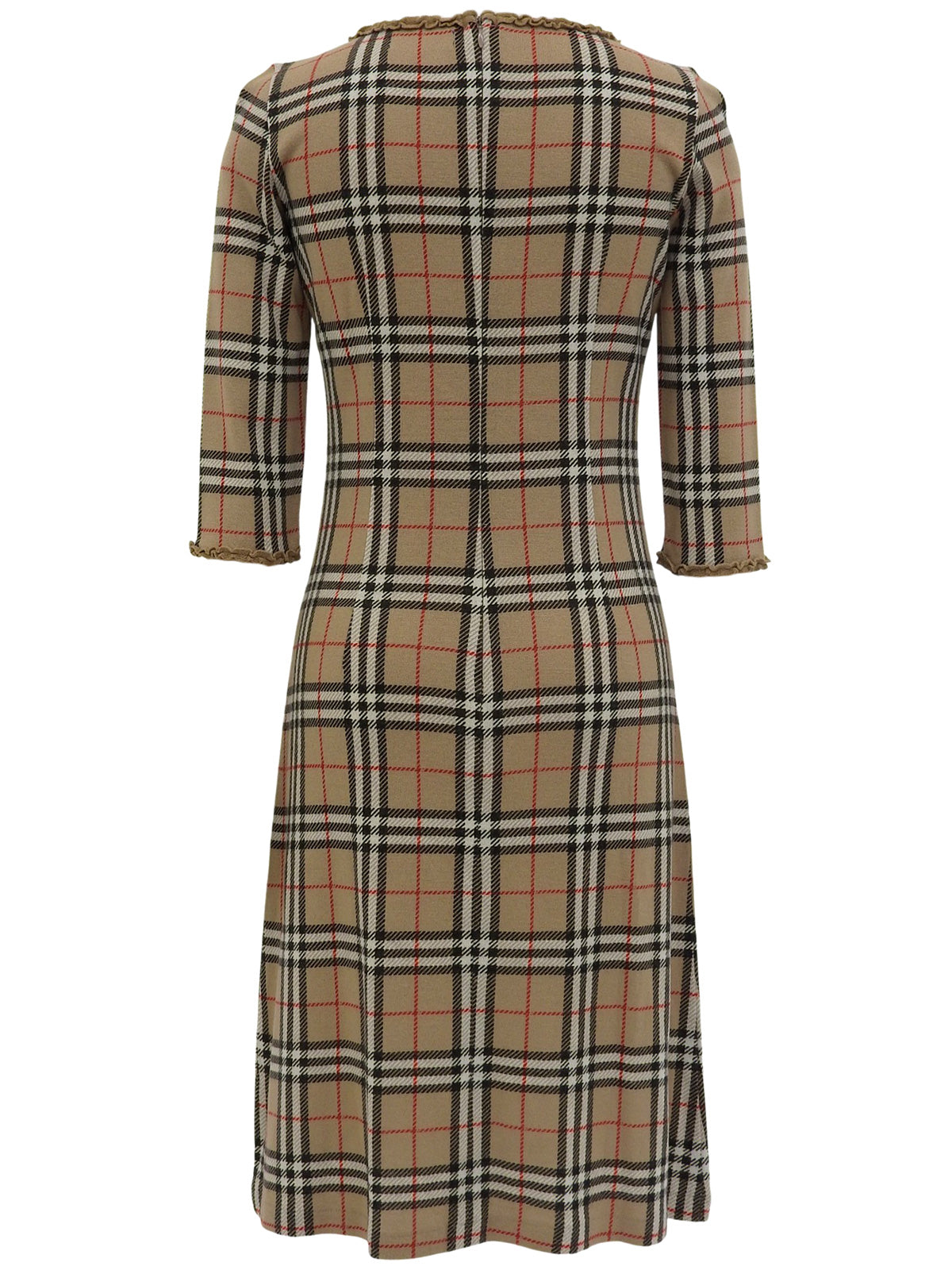 ノバチェックパターンフリルリボンワンピース ベージュ/マルチ