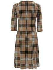 ノバチェックパターンフリルリボンワンピース ベージュ/マルチ