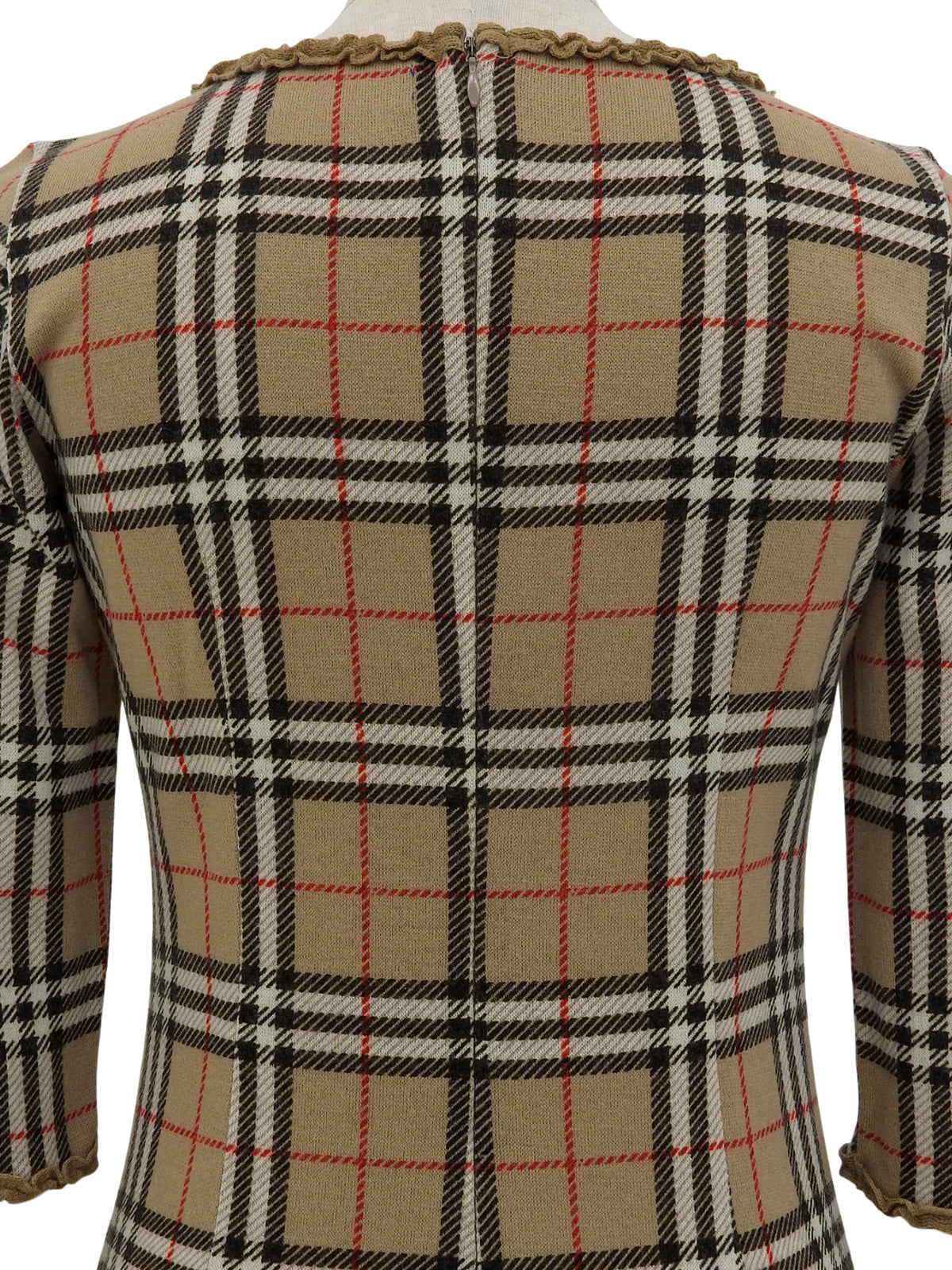 ノバチェックパターンフリルリボンワンピース ベージュ/マルチ