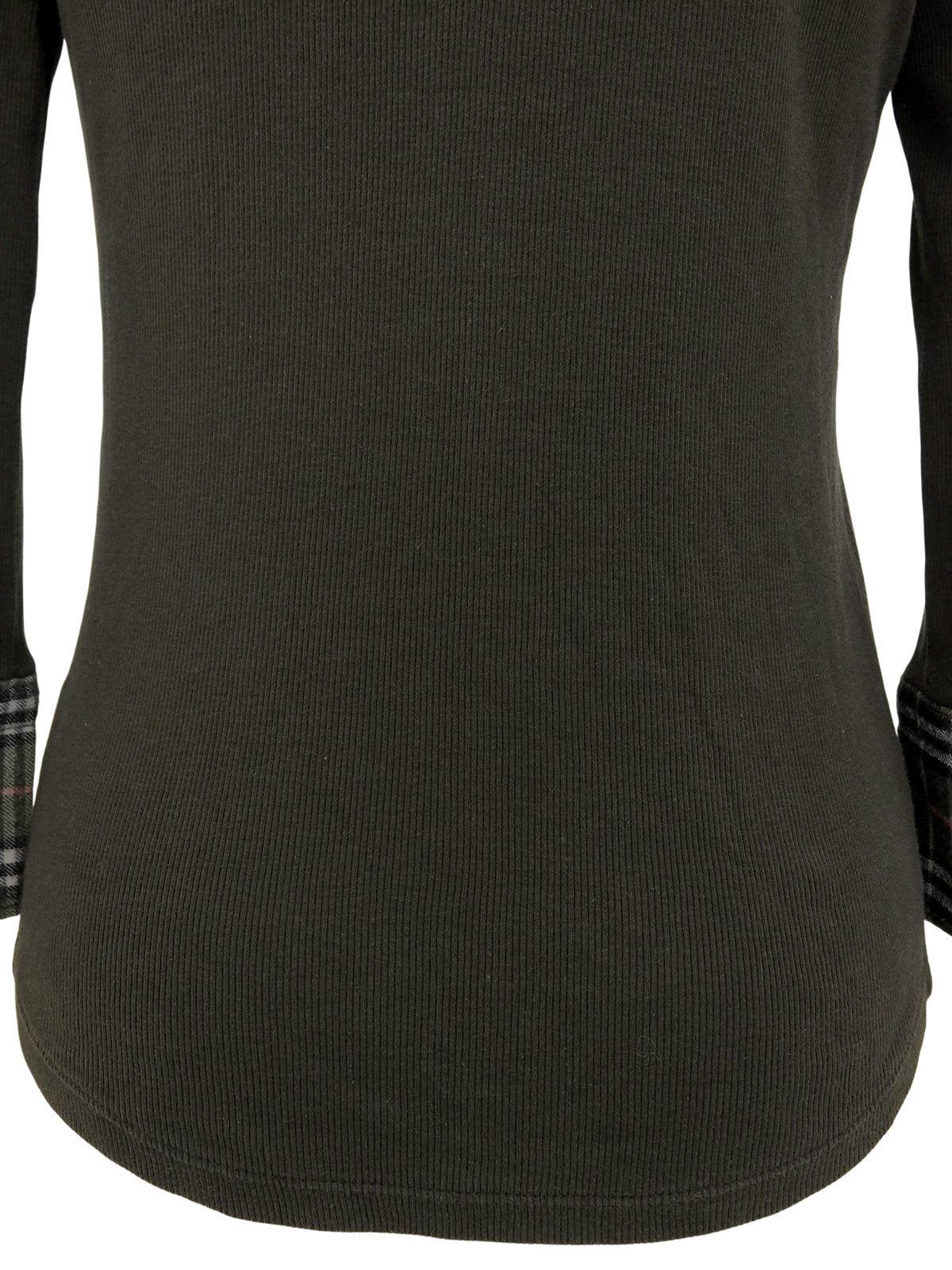 ロゴ刺繍チェックデザイン長袖シャツ カーキ