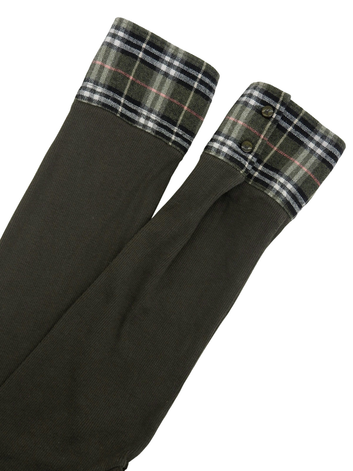 ロゴ刺繍チェックデザイン長袖シャツ カーキ