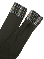 ロゴ刺繍チェックデザイン長袖シャツ カーキ