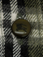 ロゴ刺繍チェックデザイン長袖シャツ カーキ