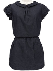 Denim Back Logo Embroidered Dress in Indigo