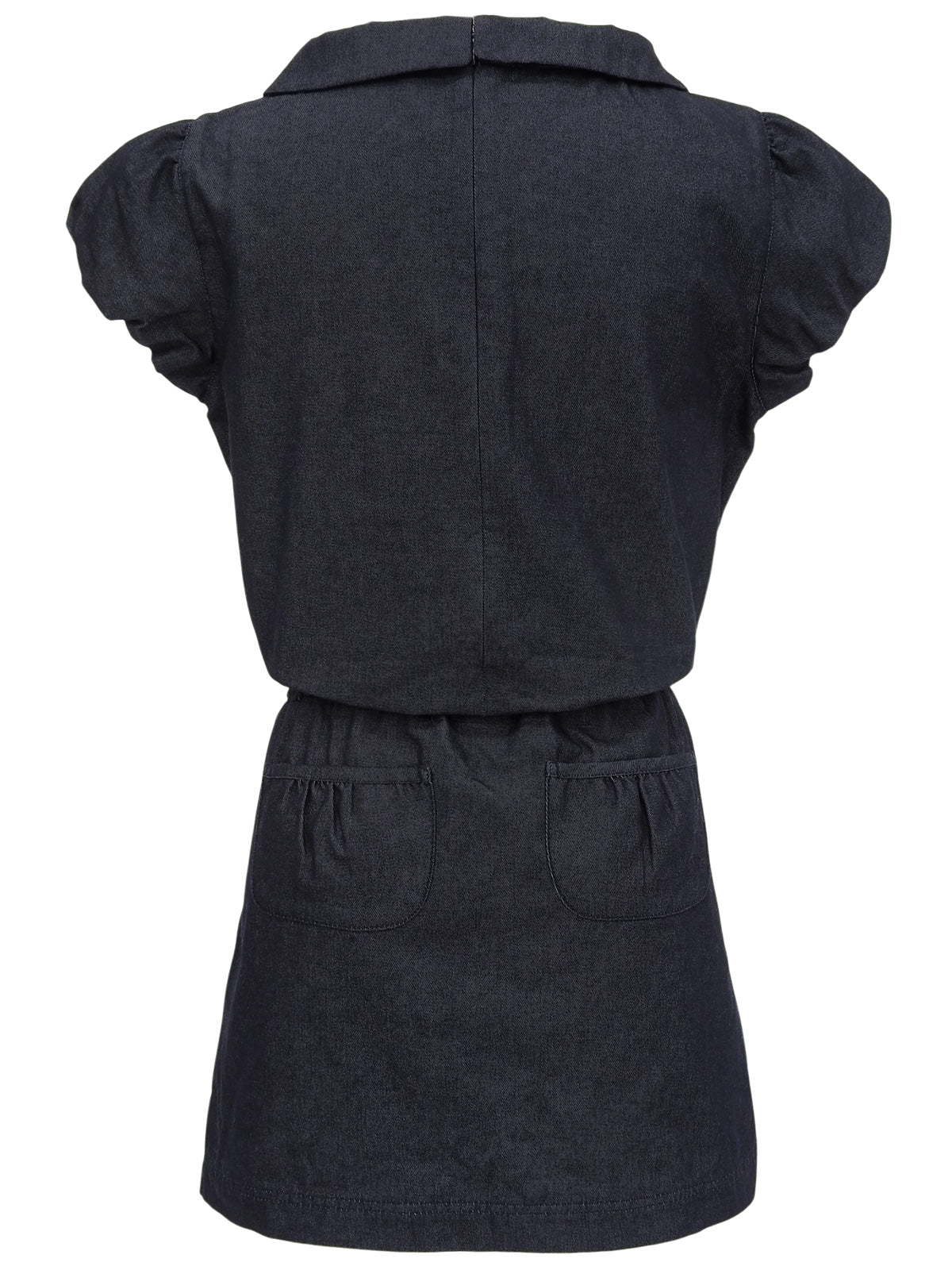 Denim Back Logo Embroidered Dress in Indigo