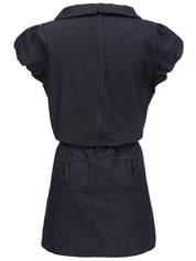 Denim Back Logo Embroidered Dress in Indigo