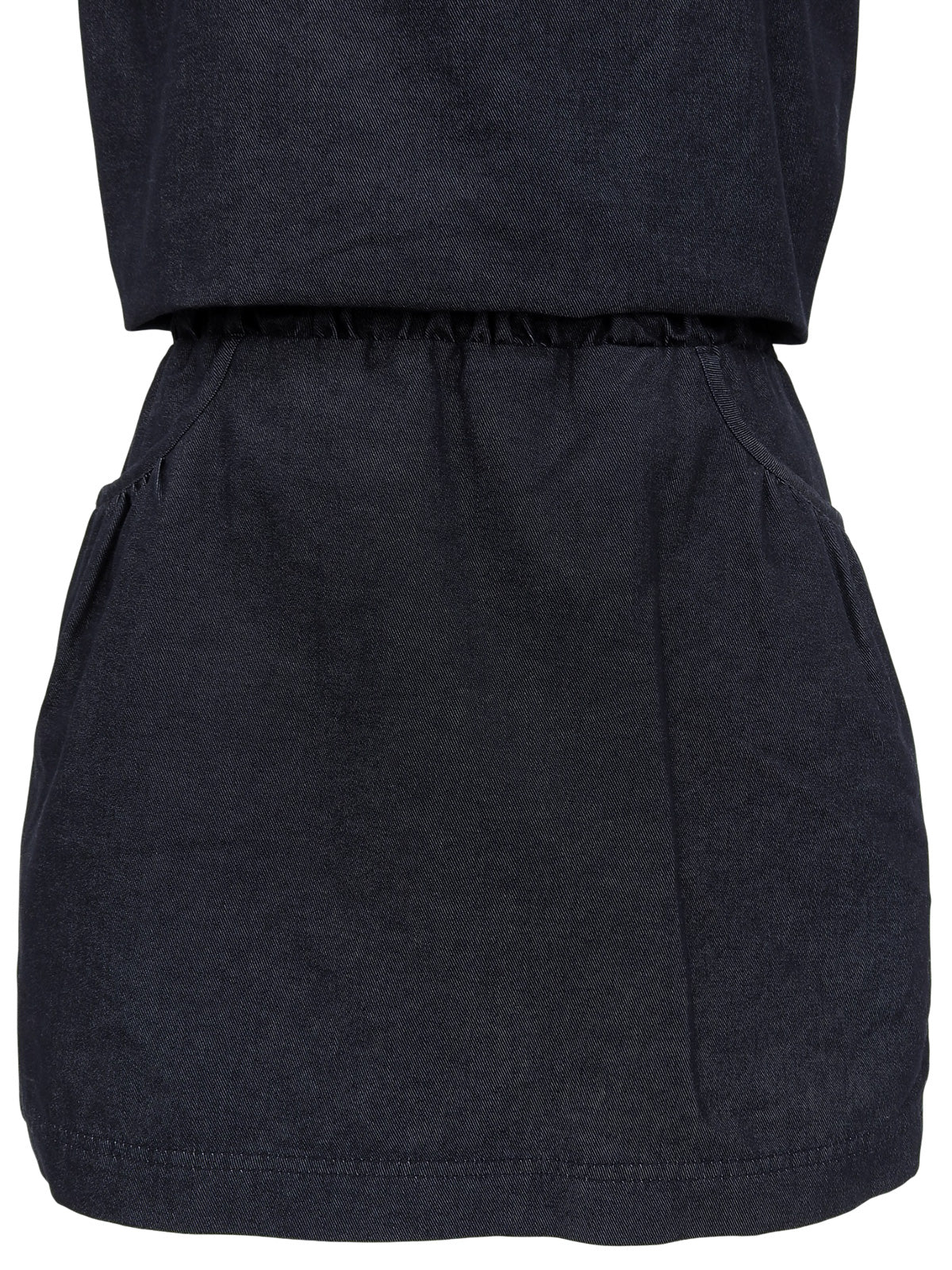 Denim Back Logo Embroidered Dress in Indigo