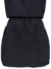 Denim Back Logo Embroidered Dress in Indigo