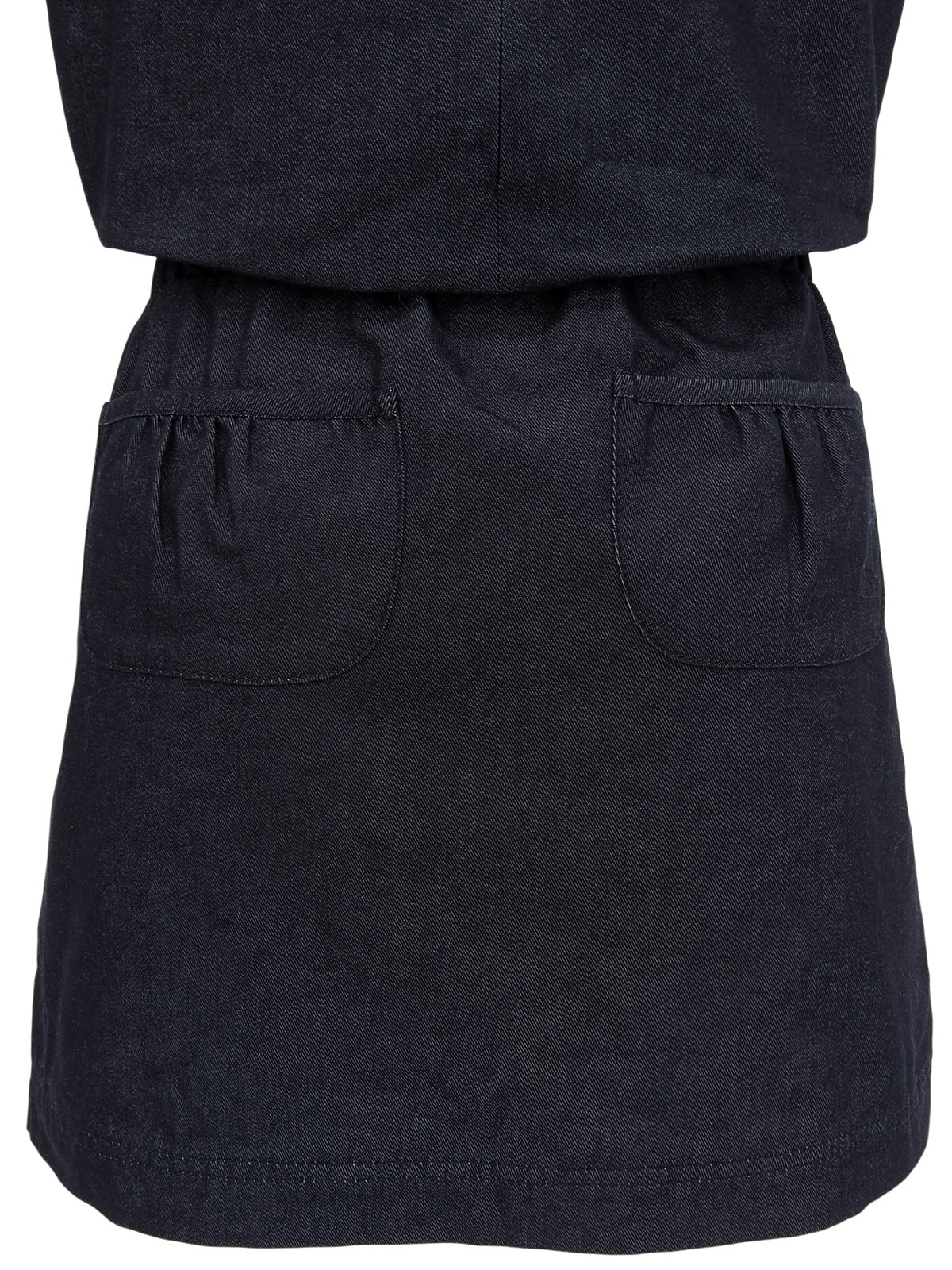 Denim Back Logo Embroidered Dress in Indigo
