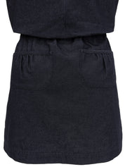 Denim Back Logo Embroidered Dress in Indigo
