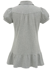 ロゴ刺繍フリルパフスリーブポロシャツ グレー