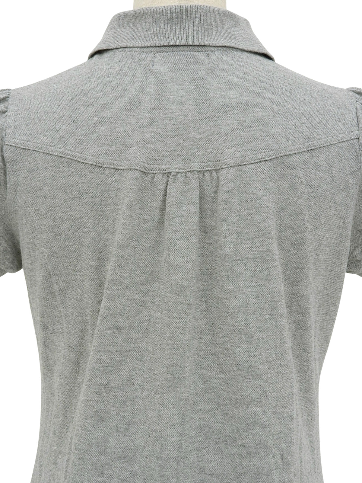Logo Embroidered Ruffle Puff Sleeve Polo Shirt in Gray