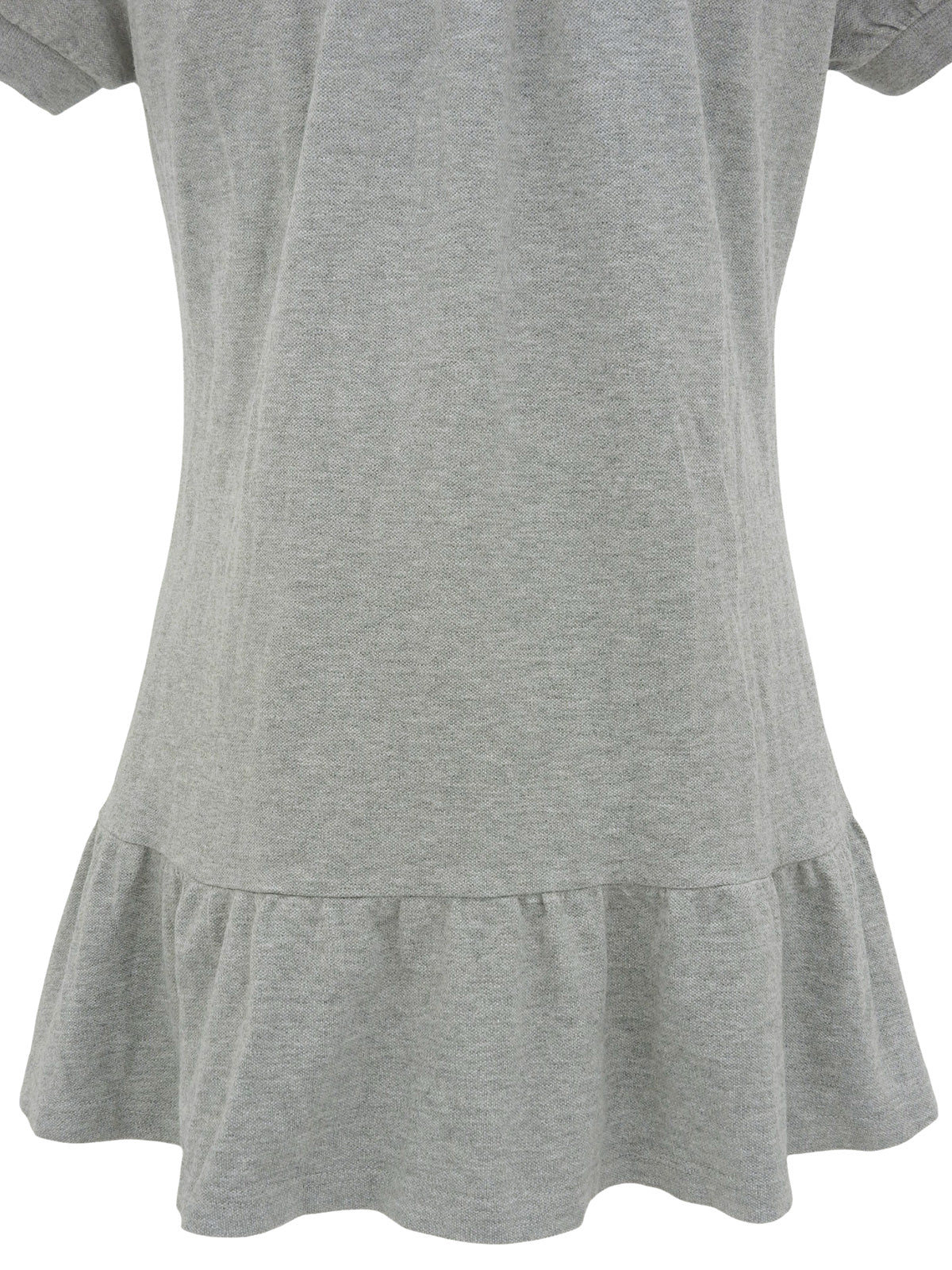 ロゴ刺繍フリルパフスリーブポロシャツ グレー