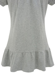 ロゴ刺繍フリルパフスリーブポロシャツ グレー