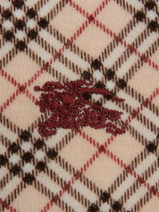 ノバチェックパターンロゴ刺繍七分袖トップス ピンク