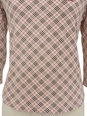 Nova Check Pattern Logo Embroidered 3/4 Sleeve Top in Pink